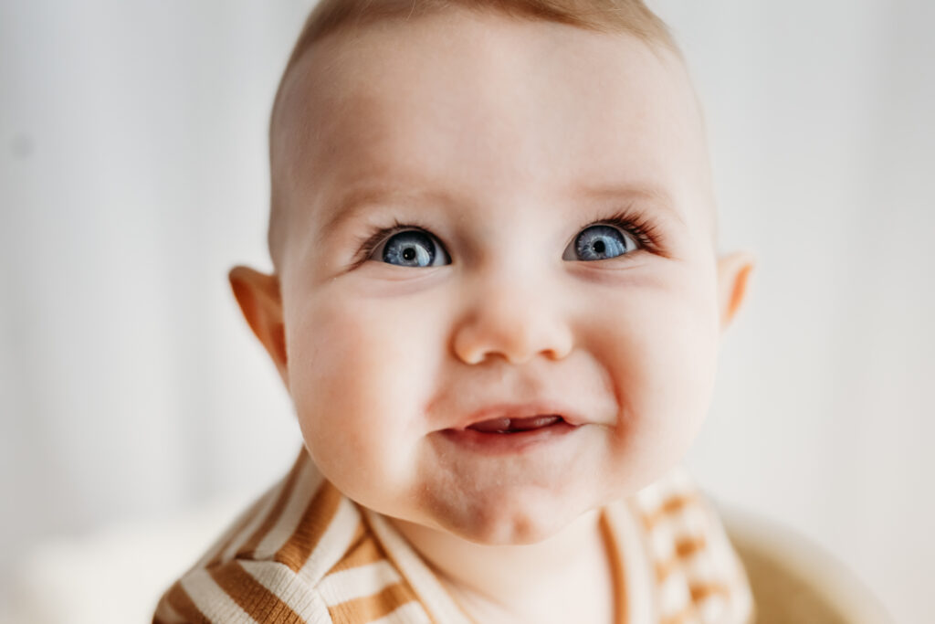 close up of beautiful eyes during a 1st birthday studio photography session