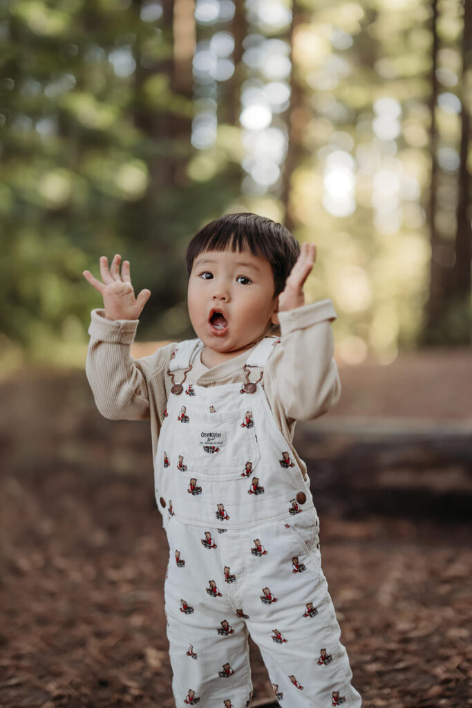 silly kid looks surprised